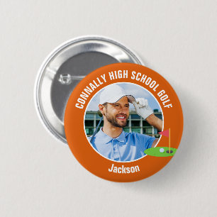 Orange Golfer Photo High School Golf Team 6 Cm Round Badge