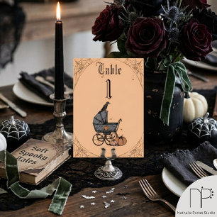 Orange Gothic Baby Shower Table Number