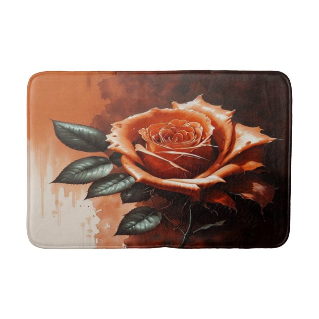 Orange Gothic Rose Bath Mat (Front)