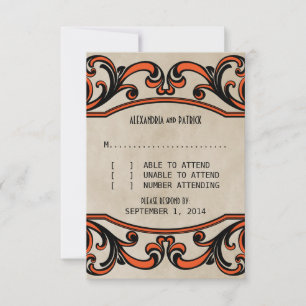 Orange Gothic Swirls Response Card