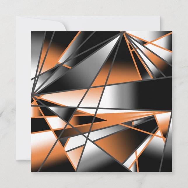 Orange Gradient Colour Fill Mechanical Design  Holiday Card (Front)