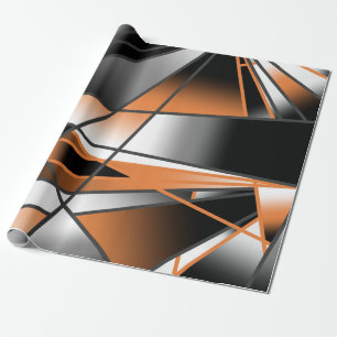 Orange Gradient Colour Fill Mechanical Design  Wrapping Paper