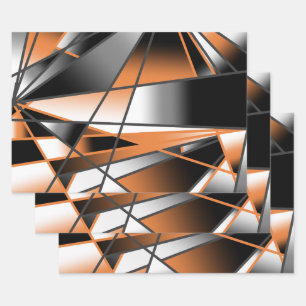 Orange Gradient Colour Fill Mechanical Design  Wrapping Paper Sheet