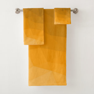 Orange gradient geometric mesh pattern bath towel set