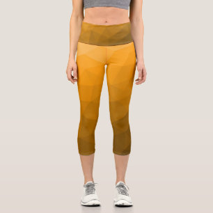 Orange gradient geometric mesh pattern capri leggings