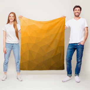 Orange gradient geometric mesh pattern fleece blanket