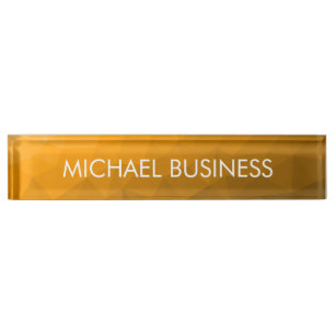 Orange gradient geometric mesh pattern Monogram Nameplate