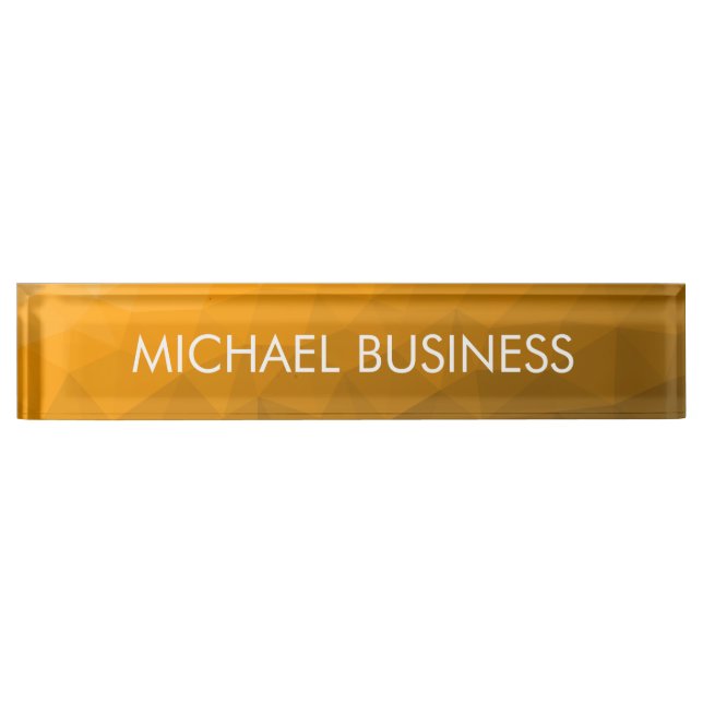 Orange gradient geometric mesh pattern Monogram Nameplate (Front)