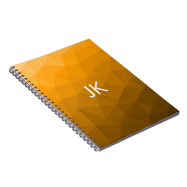Orange gradient geometric mesh pattern Monogram Notebook (Right Side)