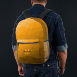 Orange gradient geometric mesh pattern Monogram Printed Backpack<br><div class="desc">Orange gradient geometric mesh pattern Monogram Printed Backpack. Cool fashion accessory bag for everyone. 
Orange Triangle geometric mesh with light to dark ombre gradient design. Create a unique and personalised backpack with a custom touch! Modern monogram with your initial and your name for that extra personal flair.</div>
