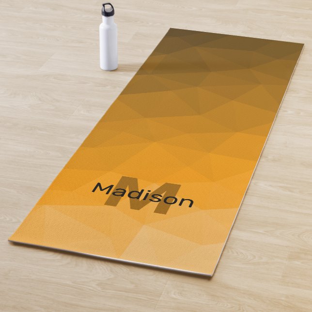 Orange gradient geometric mesh pattern Monogram Yoga Mat (In Situ)