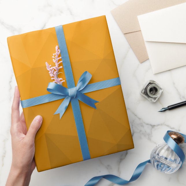 Orange gradient geometric mesh pattern wrapping paper (Gifting)