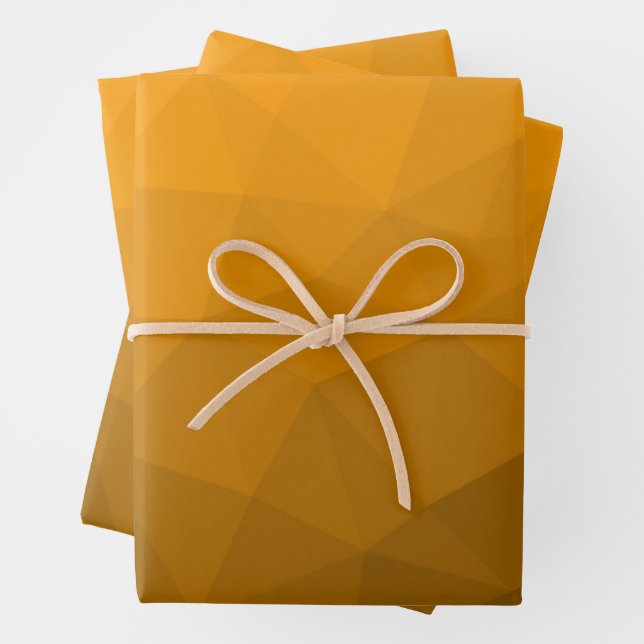 Orange gradient geometric mesh pattern wrapping paper sheet (In situ)