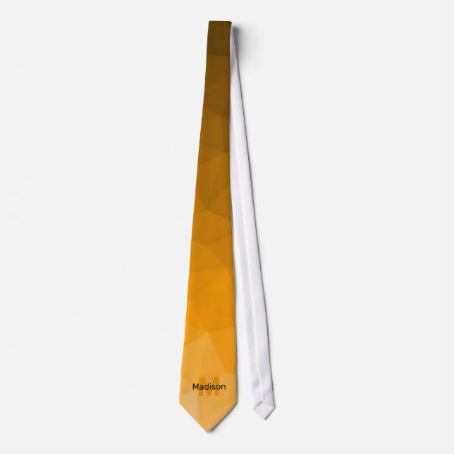 Orange gradient geometry mesh pattern Monogram Tie (Front)