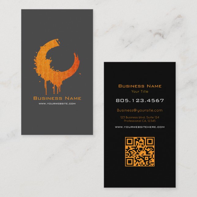 Orange Gradient Paint Swirl Design – Custom Business Card (Front/Back)