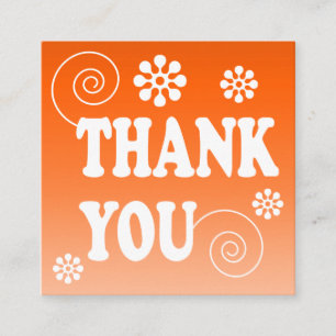 Orange gradient retro script order thank you  square business card