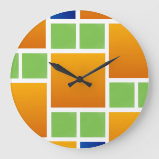 Orange Gradient Squares  Large Clock