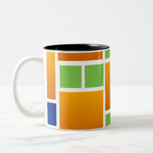 Orange Gradient Squares Two-Tone Coffee Mug