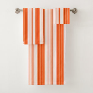 Orange Gradient Stripe Pattern Bath Towel Set