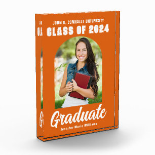 Orange Graduate Arch Modern Graduation Gift Photo Block