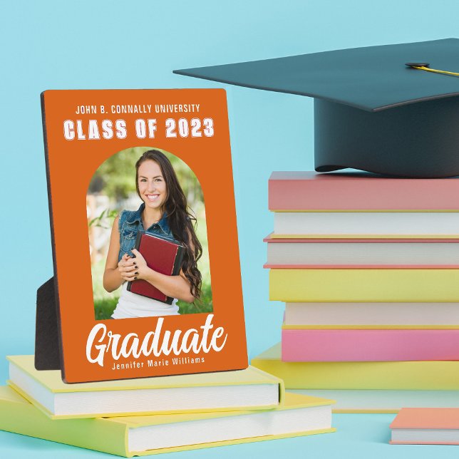 Orange Graduate Arch Modern Graduation Photo Plaque (Creator Uploaded)