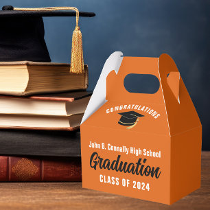 Orange Graduate Custom School Graduation Party Favour Box
