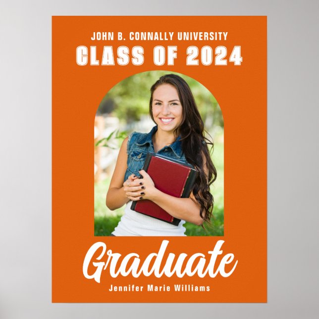 Orange Graduate Photo Arch Modern Graduation Party Poster (Front)