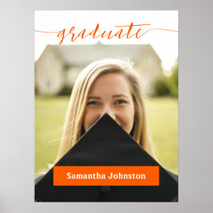 Orange Graduate Script Modern Photo Poster