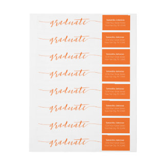 Orange Graduate Script Modern Wrap Around Label
