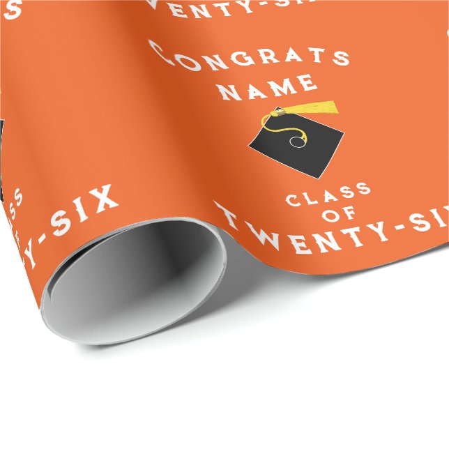 Orange Graduation 2025 Gift Wrapping Paper (Roll Corner)