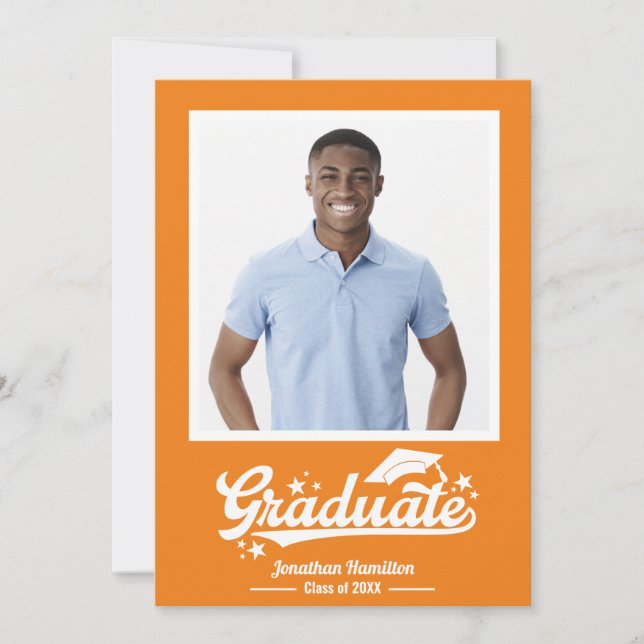 Orange Graduation Announcement Photo  (Front)