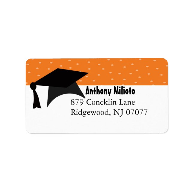 Orange Graduation Cap Label (Front)