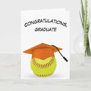 Orange Graduation Cap On a Yellow Softball Card