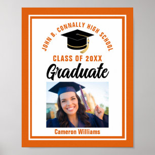 Orange Graduation Customised Graduate Photo Party Poster