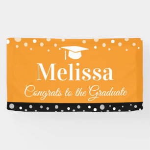 Orange Graduation Party Banner Custom Name