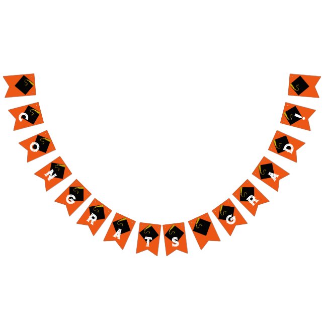 Orange Graduation Party Congrats Decoration Bunting (All)