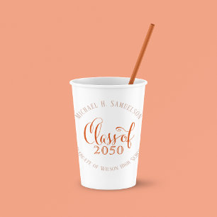 Orange Graduation Party Custom Classic Paper Cups