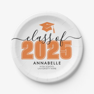 Orange Graduation Party Paper Plate