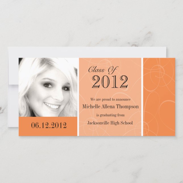 Orange Graduation Photo Card (Front)