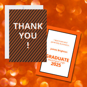 Orange Graduation Thank You Card
