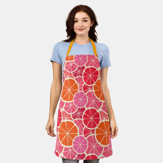 Orange & Grapefruit Citrus Fruit Pattern Apron (Worn)