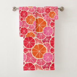 Orange & Grapefruit Citrus Fruit Pattern Bath Towel Set
