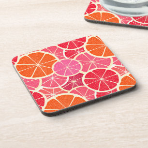 Orange & Grapefruit Citrus Fruit Pattern Coaster