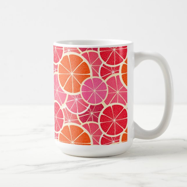 Orange & Grapefruit Citrus Fruit Pattern Coffee Mug (Right)