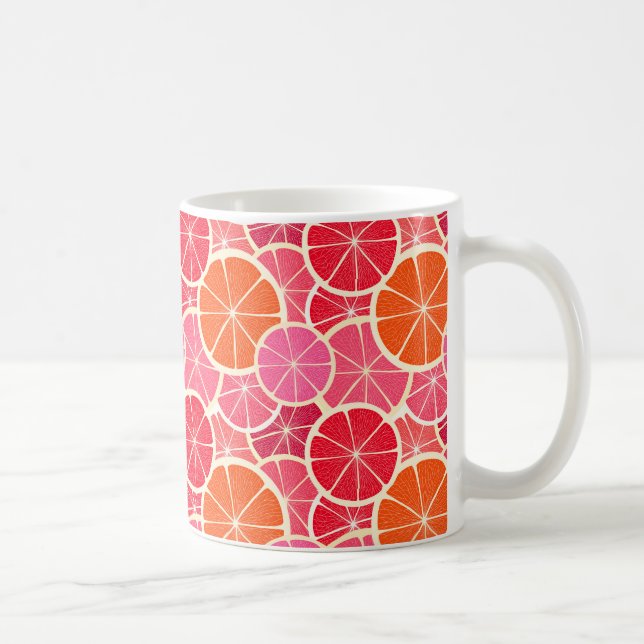 Orange & Grapefruit Citrus Fruit Pattern Coffee Mug (Right)