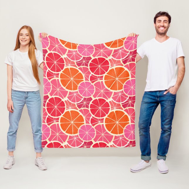 Orange & Grapefruit Citrus Fruit Pattern Fleece Blanket (In Situ)