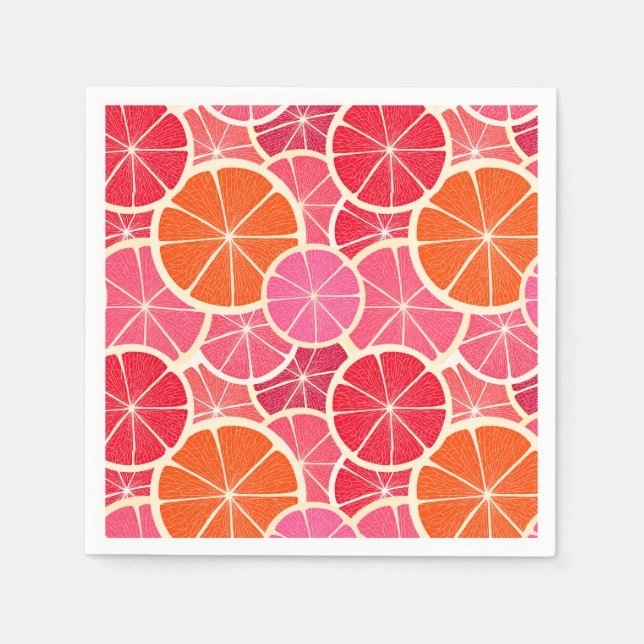 Orange & Grapefruit Citrus Fruit Pattern Napkin (Front)