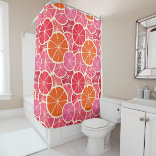 Orange & Grapefruit Citrus Fruit Pattern Shower Curtain
