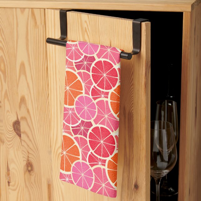 Orange & Grapefruit Citrus Fruit Pattern Tea Towel (Thirds Fold)