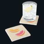 Orange & Grapefruit Citrus Stone Coaster<br><div class="desc">Stone coaster featuring a pair of bright citrus slices in a clean modern style. The fresh fruit design adds a cheerful pop of color while keeping a simple and balanced look. A practical and decorative piece for coffee tables, desks, and kitchen spaces. The citrus design pairs well with summer drinks,...</div>